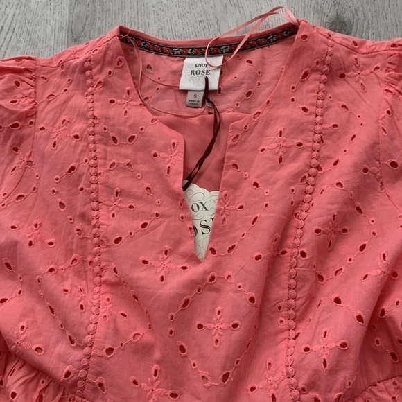 KNOX Rose Women's Pink peach Eyelet Baby Doll Dress‎ Size S NWT Summer melon - Picture 11 of 13